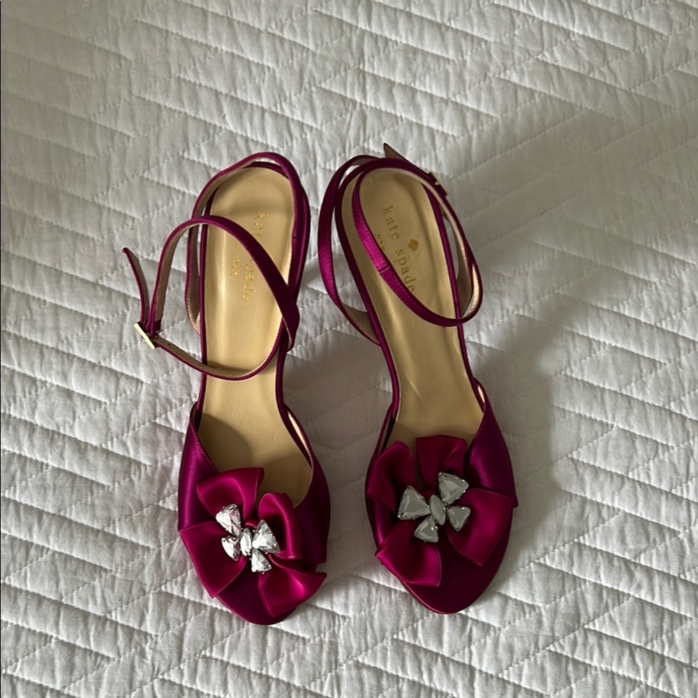 Kate Spade Pink Satin Bow Heels
